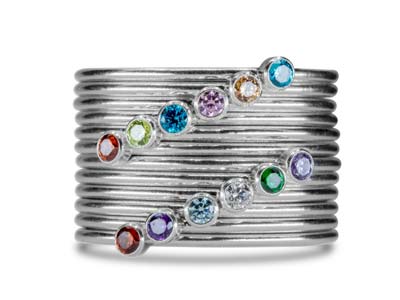 Geburtssteinring Januar, Granat-zirkonia 2 Mm, Silber 925, Finger 53/54 - Standard Bild - 4