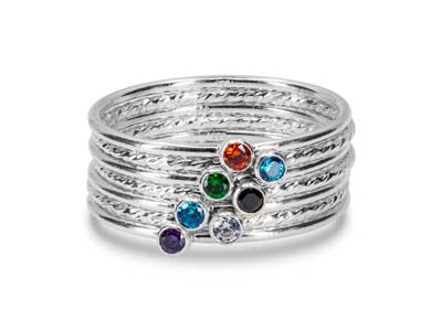 Geburtssteinring Januar, Granat-zirkonia 2 Mm, Silber 925, Finger 53/54 - Standard Bild - 5