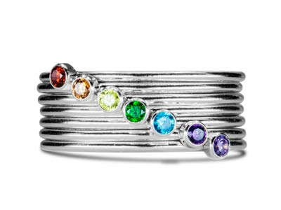 Geburtssteinring Januar, Granat-zirkonia 2 Mm, Silber 925, Finger 53/54 - Standard Bild - 6