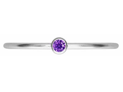 Geburtssteinring Februar, Amethystfarbener Zirkonia 2 Mm, Silber 925,finger 53/54 - Standard Bild - 2