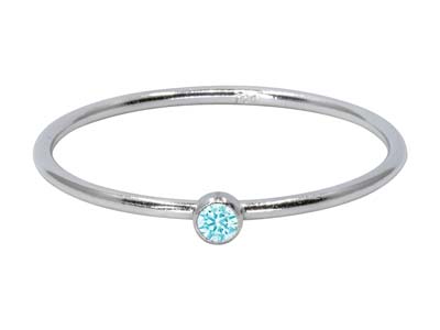 Mars Geburtssteinring, Aquamarin Zirkonia 2 Mm, Silber 925,finger 5354