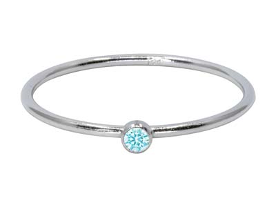 St Sil March Birthstone Stacking Ring 2mm Aquamarine Cz - Standard Bild - 1