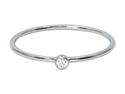 St Sil April Birthstone Stacking Ring 2mm White Cz - Standard Bild - 1