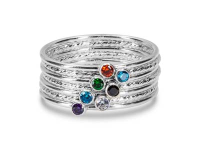 St Sil April Birthstone Stacking Ring 2mm White Cz - Standard Bild - 5