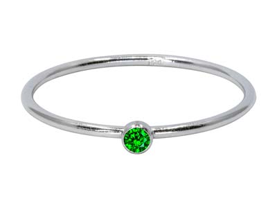 St Sil May Birthstone Stacking Ring 2mm Green Cz
