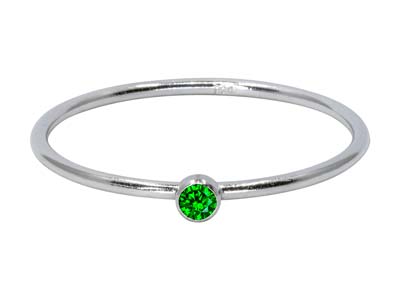 Ring Geburtsstein Mai, Zirkonia Smaragd 2 Mm, Silber 925, Finger 53/54 - Standard Bild - 1
