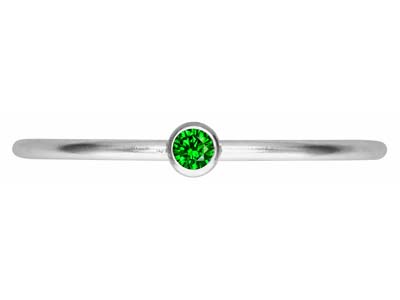 Ring Geburtsstein Mai, Zirkonia Smaragd 2 Mm, Silber 925, Finger 53/54 - Standard Bild - 2