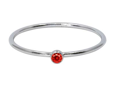 Geburtssteinring Juli, Zirkonia Rubin 2 Mm, Silber 925, Ringgröe 5354
