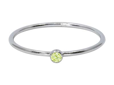 Geburtssteinring August, Peridot Zirkon 2 Mm, Silber 925, Finger 5354