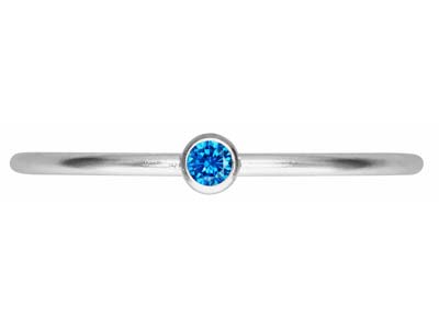 St Sil September Birthstone Stacking Ring 2mm Aqua Blue Cz - Standard Bild - 2