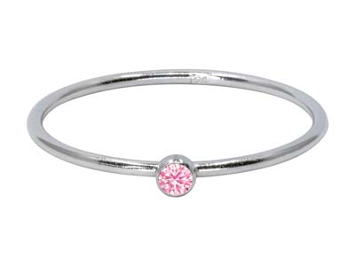 St Sil October Birthstone Stacking Ring 2mm Pink Cz - Standard Bild - 1