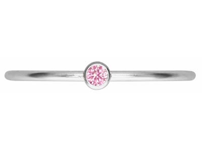 St Sil October Birthstone Stacking Ring 2mm Pink Cz - Standard Bild - 2