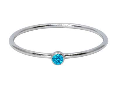 Ring Geburtsstein Dezember, Blauer Zirkonia 2 Mm, Silber 925, Ringgröe 5354