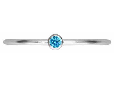 Ring Geburtsstein Dezember, Blauer Zirkonia 2 Mm, Silber 925, Ringgröße 53/54 - Standard Bild - 2