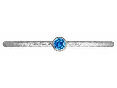Gedrehter Ring Mit Blauem Zirkoniumoxid 2 Mm, Silber 925, Ringgröße 53/54 - Standard Bild - 2