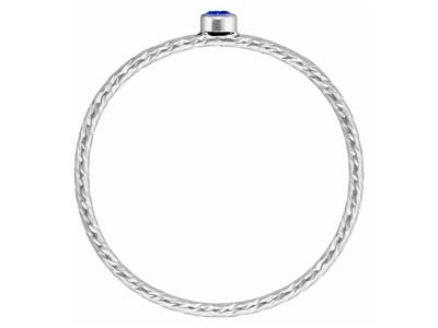 Gedrehter Ring Mit Blauem Zirkoniumoxid 2 Mm, Silber 925, Ringgröße 53/54 - Standard Bild - 3