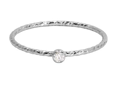 Gedrehter Ring Mit Weiem Zirkonia 2 Mm, Silber 925, Ringgröe 5354