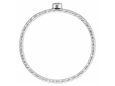 Gedrehter Ring Mit Weißem Zirkonia 2 Mm, Silber 925, Ringgröße 53/54 - Standard Bild - 3