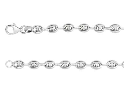 Halskette Aus Hohlen Kaffeebohnen 4mm, 45 Cm, 925er Silber, Rhodinier T - Standard Bild - 2