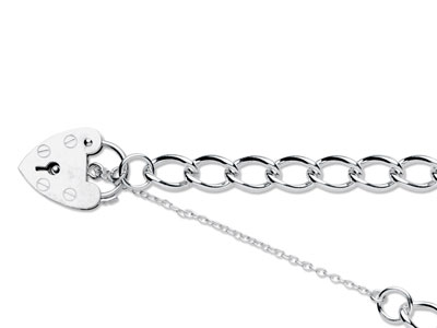 Gourmette-armband, 7 Mm, 19 Cm, Schlossverschluss, Silber 925 Sicherheitskette, Mit Echtheitsstempel