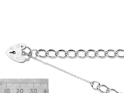 Gourmette-armband, 7 Mm, 19 Cm, Schlossverschluss, Silber 925 Sicherheitskette, Mit Echtheitsstempel - Standard Bild - 2