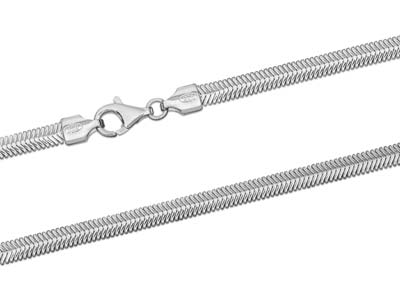 Schlangenkette Aus Sterlingsilber, Flach, 4,2 x 1,8 mm, 45 cm, Mit Echtheitsstempel - Standard Bild - 2