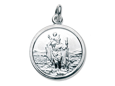 Christophorus-medaille, Rund, Mittelgro, 16 Mm, Silber 925