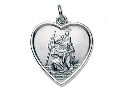 Christophorus-herz-medaille, 17 X16mm, 925 Silber