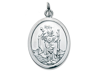 Christophorus-medaille Oval, 24,40x17,10 Mm, Silber 925