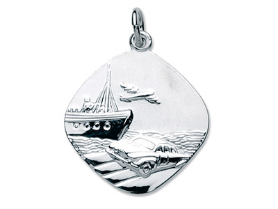 Christophorus-medaille, Quadratisch, Beidseitig Verwendbar, 21,60 Mm, Silber 925 - Standard Bild - 2
