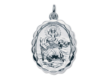 Christophorus-medaille Oval Reversibel, 22 X 16,30 Mm, Silber 925 - Standard Bild - 2