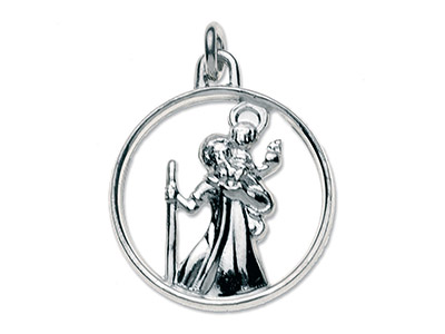 Christophorus-medaille, Rund, Durchbrochen, 19 Mm, Silber 925