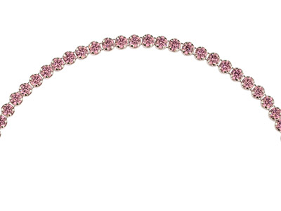 Rivière-armband Aus Sterlingsilber Mit Beweglichem Kugelverschluss, Länge 24 cm, Kubischer Zirkon - Rosa - Standard Bild - 3