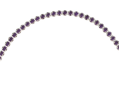 Rivière-armband Aus Sterlingsilber Mit Beweglichem Kugelverschluss, Länge 24 cm, Kubischer Zirkon - Violett - Standard Bild - 3
