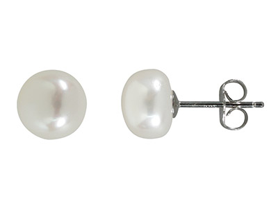 Ohrringe Weiße Zuchtperle 8-9 Mm, Silber 925 - Standard Bild - 3