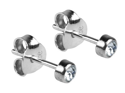 Ohrringe Zirkonia 3 Mm, Silber 925 - Standard Bild - 2