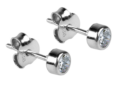 Ohrringe Zirkonia 4 Mm, Silber 925 - Standard Bild - 2