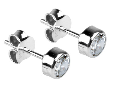 Ohrringe Zirkonia 5 Mm, Silber 925 - Standard Bild - 2