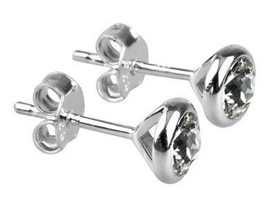 April Geburtsstein-ohrringe, Transparenter Kristall, 4 Mm, Silber 925