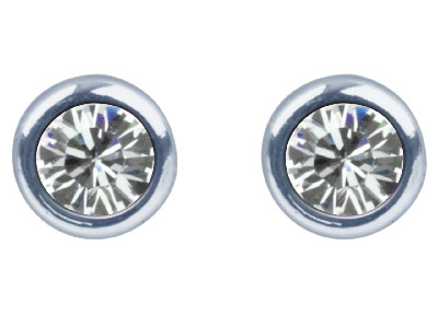 April Geburtsstein-ohrringe, Transparenter Kristall, 4 Mm, Silber 925 - Standard Bild - 2