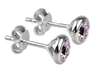 Juni Geburtsstein-ohrringe, Hellfarbener Amethyst-kristall, 4 Mm, Silber 925