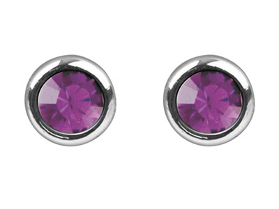 Juni Geburtsstein-ohrringe, Hellfarbener Amethyst-kristall, 4 Mm, Silber 925 - Standard Bild - 2