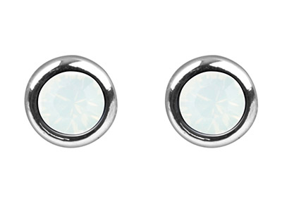 Ohrringe Geburtsedelstein Oktober, Weißer Opal Kristall 4 Mm, Silber 925 - Standard Bild - 2