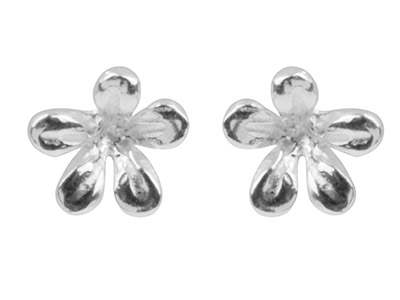Ohrringe Blume 7,1 Mm, Silber 925