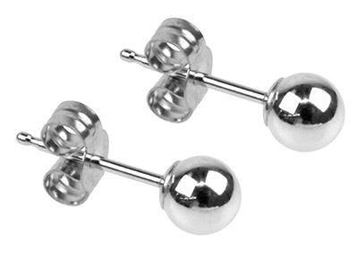 Ohrstecker Aus Sterlingsilber, 3 mm, Kugel-ohrstecker Mit Ohrmutter,paar - Standard Bild - 2