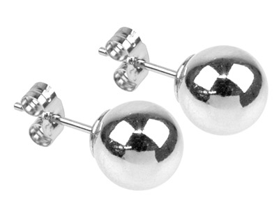 Ohrstecker Aus Sterlingsilber, 5 mm, Kugel-ohrstecker Mit Ohrmutter, Paar - Standard Bild - 2