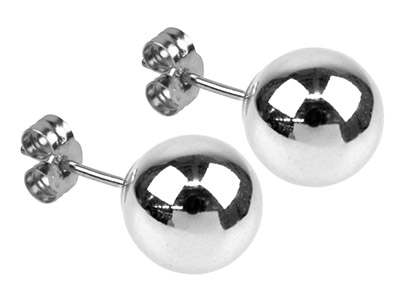 Ohrstecker Aus Sterlingsilber, 6 mm, Kugel-ohrstecker Mit Ohrmutter, Paar - Standard Bild - 2