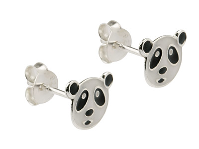 Panda-ohrringe, 925er Silber, Lackiert - Standard Bild - 1
