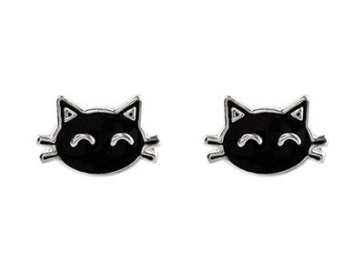 Ohrringe-Katze,-925er-Silber-Mit---La...