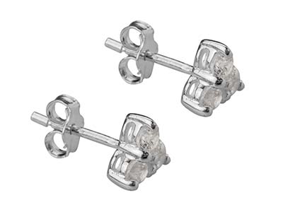 Ohrstecker Mit Drei Kubischen Zirkonen Aus Sterlingsilber - Standard Bild - 2